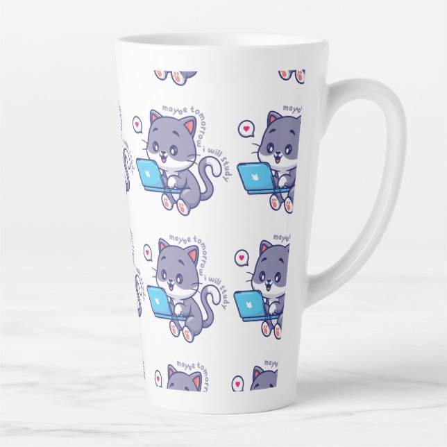 Taza De Café Latte linda estudiante perezosa - tal vez mañana estudia (Derecha)