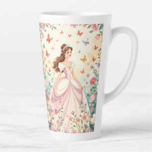 Taza De Café Latte Linda princesa con mariposas
