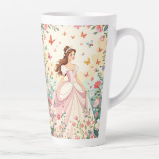 Taza De Café Latte Linda princesa con mariposas
