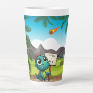 Taza De Café Latte lindo, divertido dinosaurio