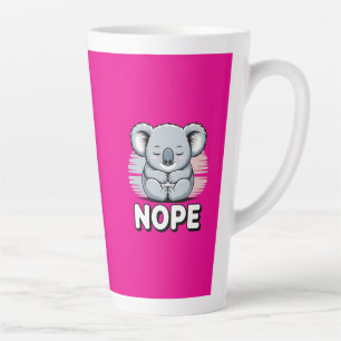 Taza De Café Latte Lindo Koala Dormido “No” Divertido Cartoon