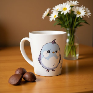 Taza De Café Latte Lindo pájaro azul -animal - Pastel Adorable