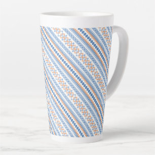 Taza De Café Latte Lindo patrón de motivo tribal azteca naranja azul