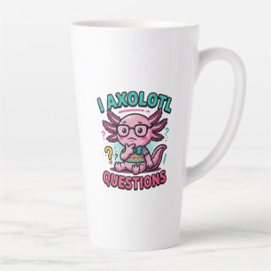 Taza De Café Latte Lindo Preguntas de Ajolote nerd azteca con gafas