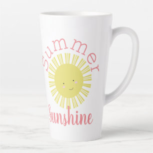 Taza De Café Latte Lindo Sonriendo Sol Brillante Verano