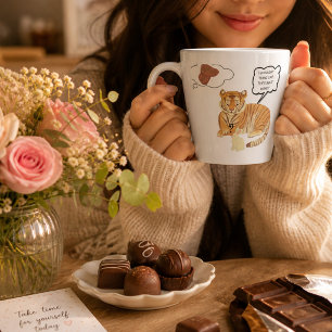 Taza De Café Latte Lindo tigre con amistad de conejo \acuarela 