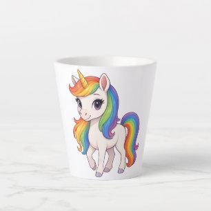 Taza De Café Latte Lindo unicornio de arcoíris colorido