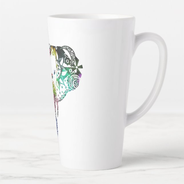 Taza De Café Latte Línea de arcoiris de tinte de arena maraña elefant (Derecha)