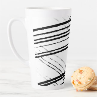 Taza De Café Latte Líneas abstractas Minimalistas modernas en blanco