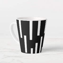 Taza De Café Latte Líneas blancas y negras Minimalistas modernas 4Kla