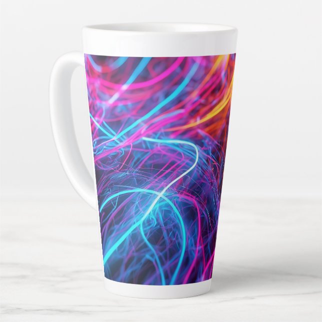 Taza De Café Latte Líneas de Neon (Ángulo izquierdo)