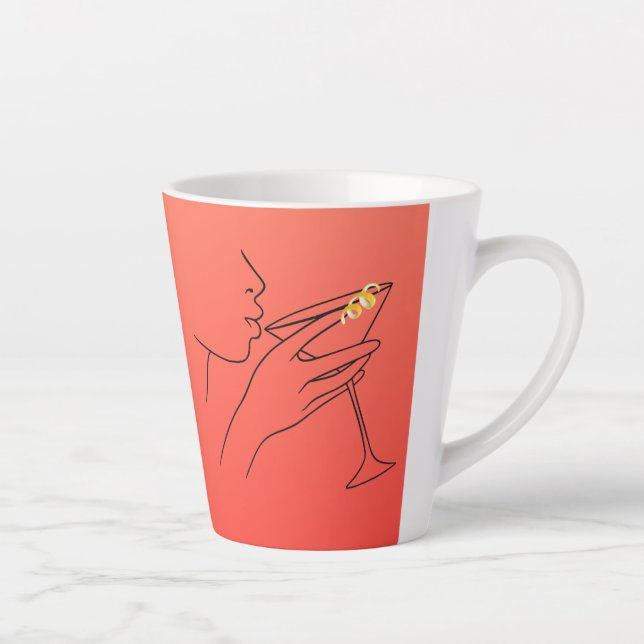 Taza De Café Latte Lineas hermosas cosmopolitas (Derecha)