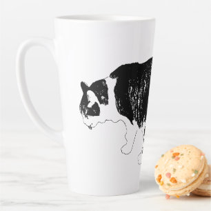 Taza De Café Latte Líneas Negras, Reflexión Silenciosa