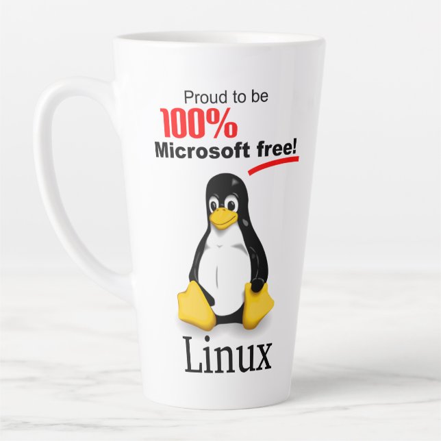 Taza De Café Latte Linux Large Latte Mug - Microsoft Free (Izquierda)