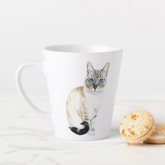 Taza De Café Latte Linx Point Siamese Cat Parent Personalizado (In situ)