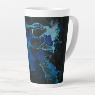 Taza De Café Latte Líquido psicodélico azul oscuro