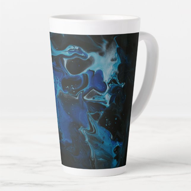 Taza De Café Latte Líquido psicodélico azul oscuro (Ángulo derecho)
