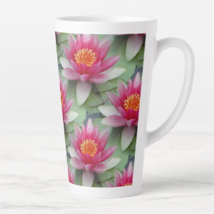 Taza De Café Latte Lirio de agua de Lotus rosa