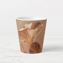Taza De Café Latte Lirio de Calla Naranja Quemada Botánico