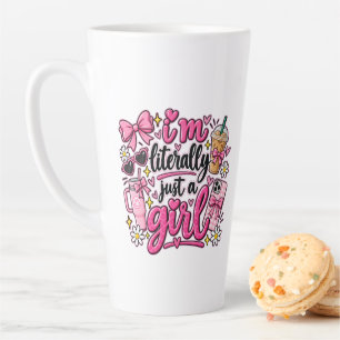 Taza De Café Latte Literalmente Soy Solo Una Chica Arte Estético Rosa