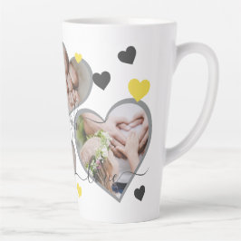 Taza De Café Latte Live Laugh Love Photo Hearts Latte Mug