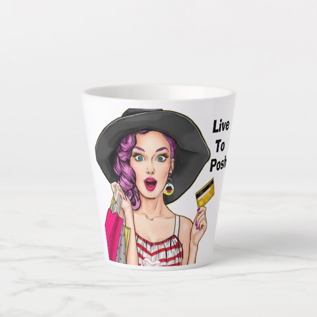 Taza De Café Latte Live To Posh - Poshmark Latte Mug (Anverso)