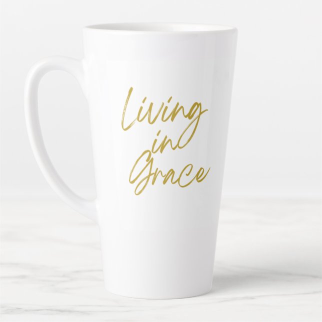 Taza De Café Latte Living in Grace Tall Latte Mug (Izquierda)