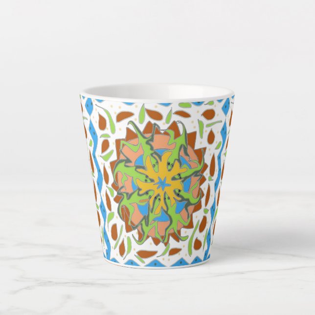 Taza De Café Latte Lizard Mandala (Anverso)