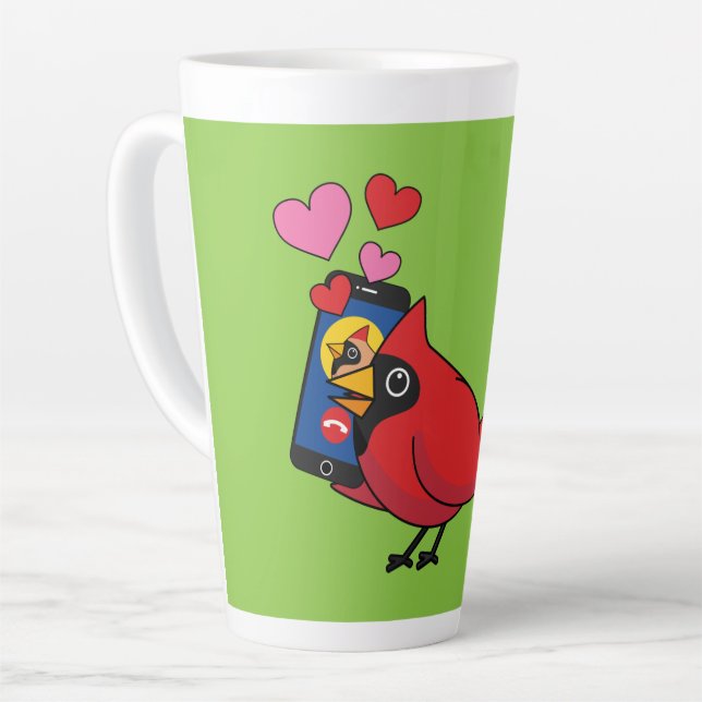 Taza De Café Latte Llamadas Cardinal Bird Love Mating (Ángulo izquierdo)