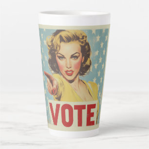 Taza De Café Latte Llamado Patriótico a la Acción: ¡Vota!