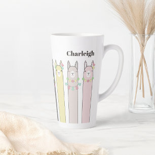 Taza De Café Latte Llamas Coloridas Retro Personalizadas Lindas