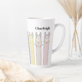 Taza De Café Latte Llamas Coloridas Retro Personalizadas Lindas