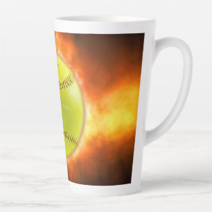 Taza De Café Latte Llamas de baloncesto de softball amarillo de Slipp