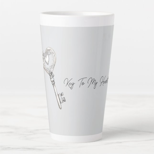 Taza De Café Latte Llave de Plata a mi Corazón (Anverso)