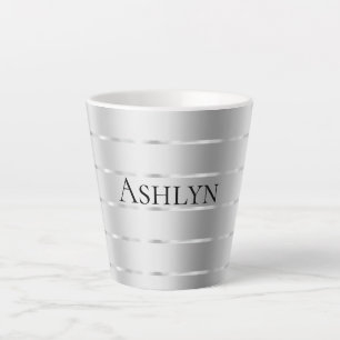 Taza De Café Latte Lluvia de Boda con Lazo de Cinta Plateada
