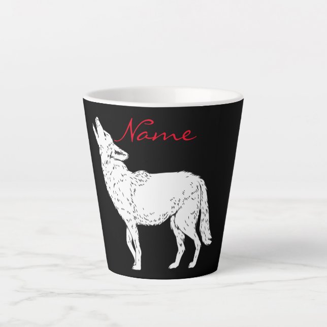 Taza De Café Latte Lobo blanco Thunder_Cove (Anverso)