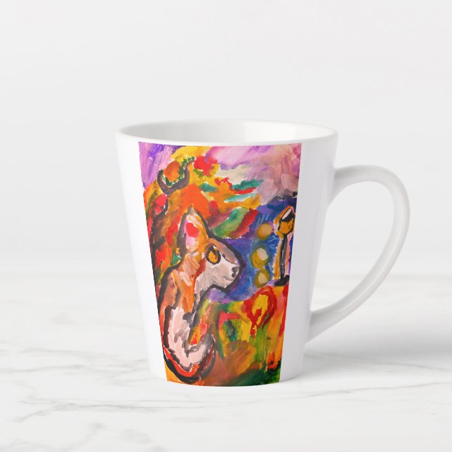 Taza De Café Latte Lobo de noche (Derecha)
