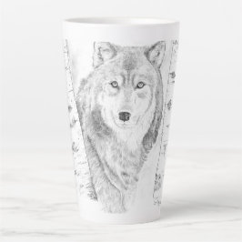 Taza De Café Latte Lobo entre árboles birch latte Mug