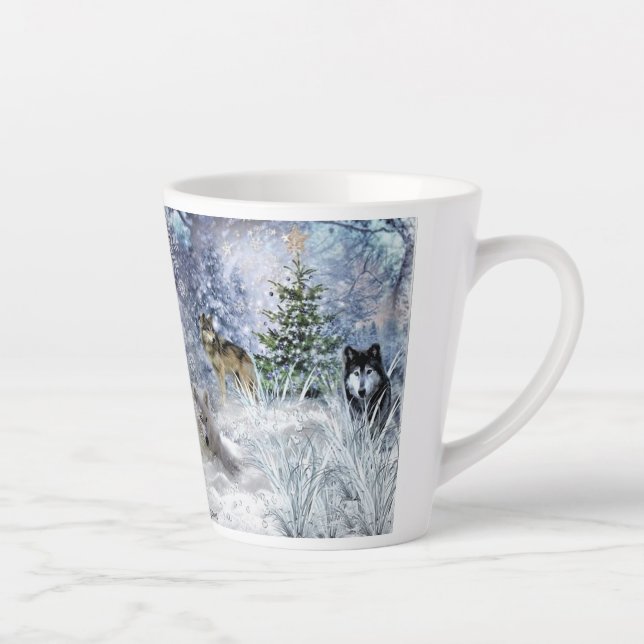 Taza De Café Latte Lobos en Navidades coleccionan arte (Derecha)