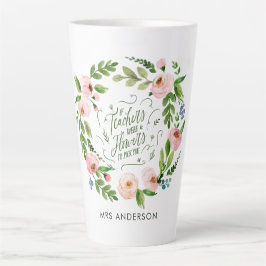 Taza De Café Latte Locura floral rosa de Rubor gracias profesor