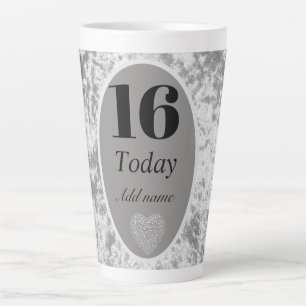 Taza De Café Latte Logotipo de cumpleaños de terciopelo de lujo perso