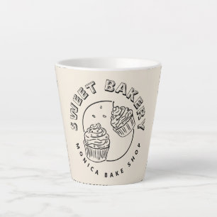 Taza De Café Latte Logotipo de panadería dulce vintage