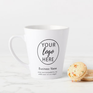 Taza De Café Latte Logotipo Empresarial Blanco Simple