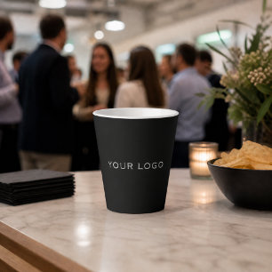 Taza De Café Latte Logotipo empresarial negro rectangular