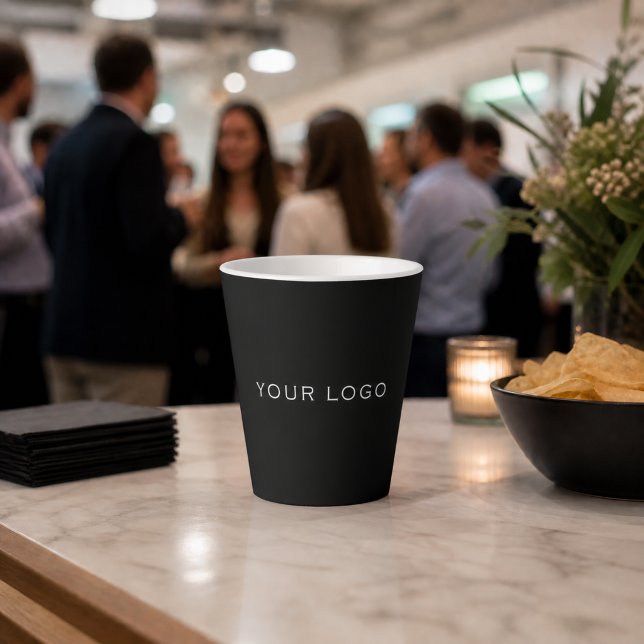 Taza De Café Latte Logotipo empresarial negro rectangular (Subido por el creador)