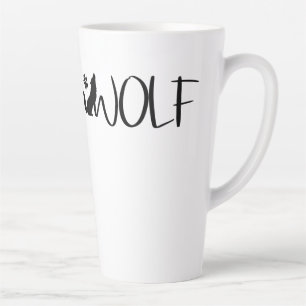 Taza De Café Latte Logotipo gráfico del texto del lobo