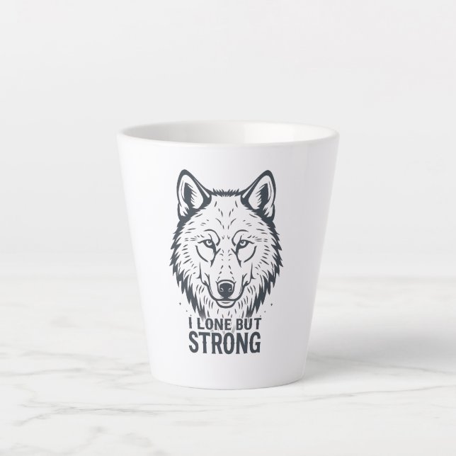 Taza De Café Latte Lone Wolf Strength and Resilience (Anverso)