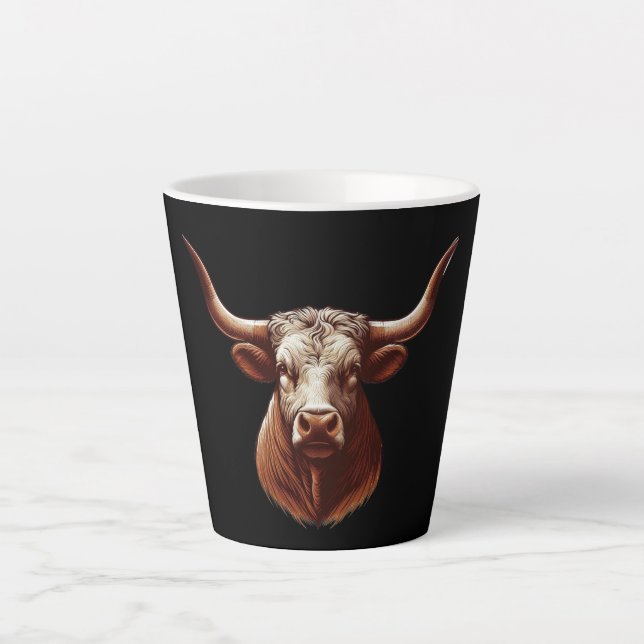 Taza De Café Latte Longhorn de Texas (Anverso)