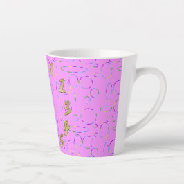 Taza De Café Latte Loops modernos sobre el hongo rosa magenta latte