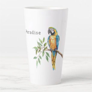 Taza De Café Latte Loro Azul Amarillo Ave Animal Safari